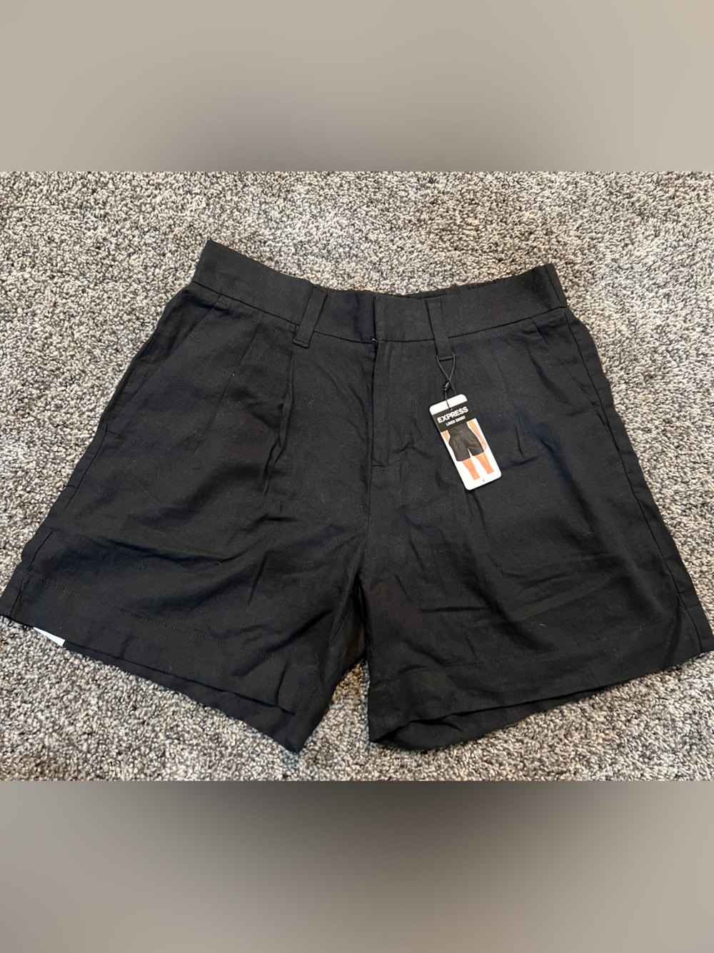 Express Black High-Rise Linen Shorts
